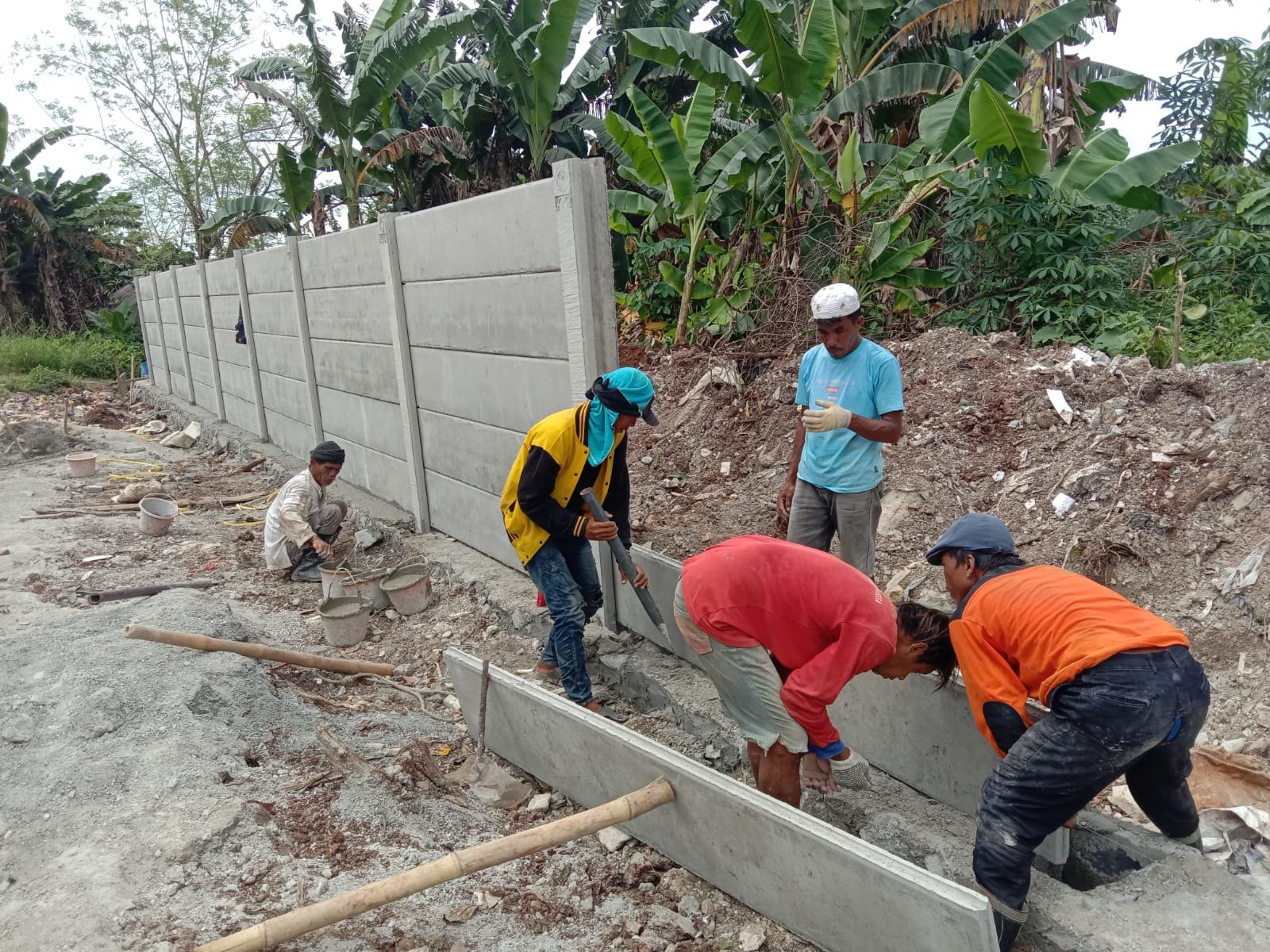 Precast fence panel installation